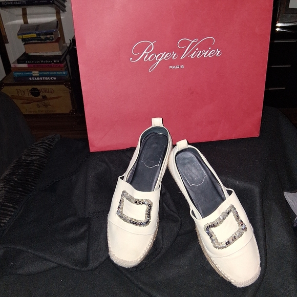 Roger Vivier Cream Espadrilles with Sparkling Buckle - Picture 2 of 3